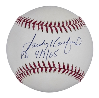 Sandy Koufax Signed & Inscribed "P.G 9/9/65" OML Selig Baseball (Online Authentics)